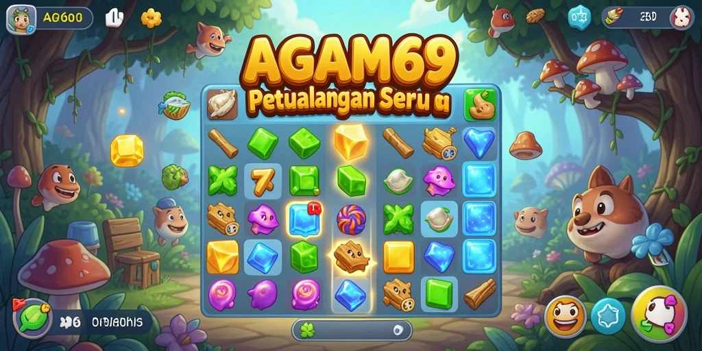 Tampilan gameplay seru AGAM69 dengan tantangan Match-3.