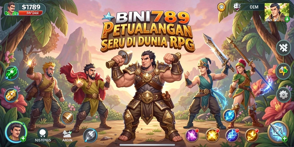 Screenshot gameplay RPG BNI789 dengan karakter dan lingkungan menawan.