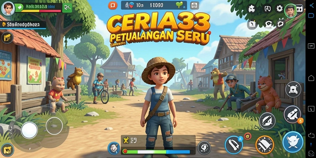 Tampilan gameplay CERIA33 menunjukkan interaksi seru antar karakter.