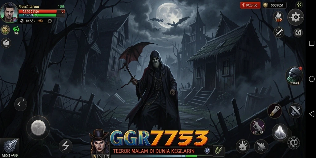 Tampilan gameplay menegangkan dari GGR7777 di suasana gelap dan menyeramkan.