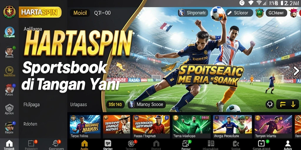 Tampilan gameplay HARTASPIN menunjukkan kemudahan dalam memasang taruhan olahraga.