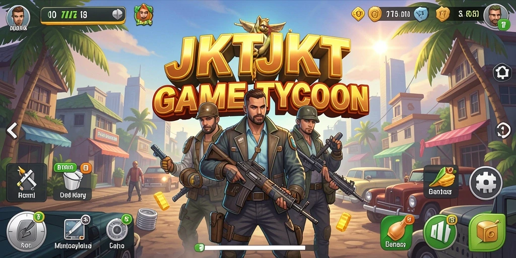 Screenshot gameplay JKTJKT menampilkan momen seru dalam membangun bisnis Tycoon.