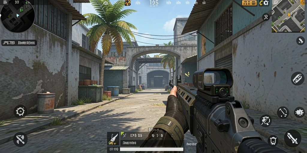 Screenshot gameplay JP6789 menampilkan pertarungan intens dalam game FPS.