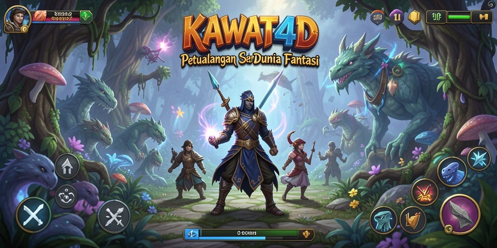 Tampilan gameplay yang mendebarkan dalam KAWAT4D dengan berbagai karakter dan tantangan.
