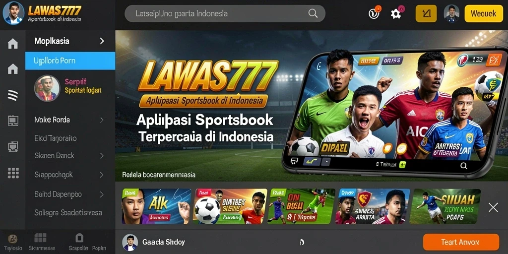 Tangkapan layar utama LAWAS777 menampilkan fitur taruhan Sportsbook yang menarik.