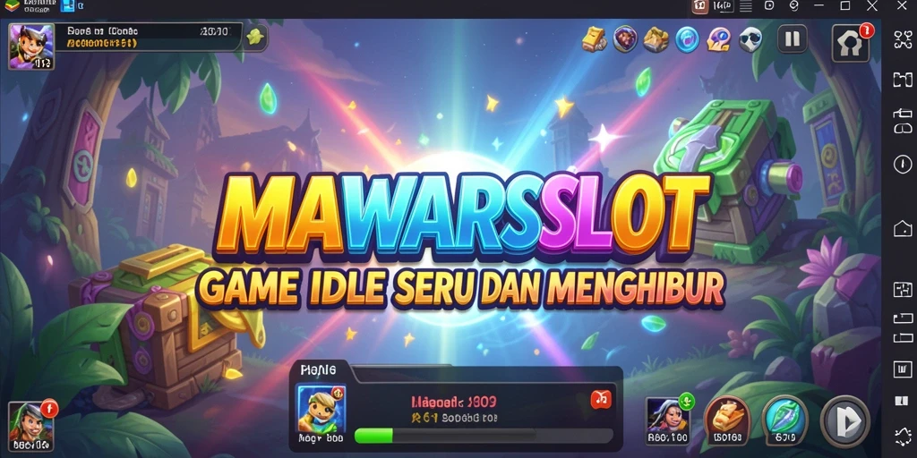 Screenshot gameplay MAWARSLOT menampilkan aksi Idle yang menarik dan karakter lucu.