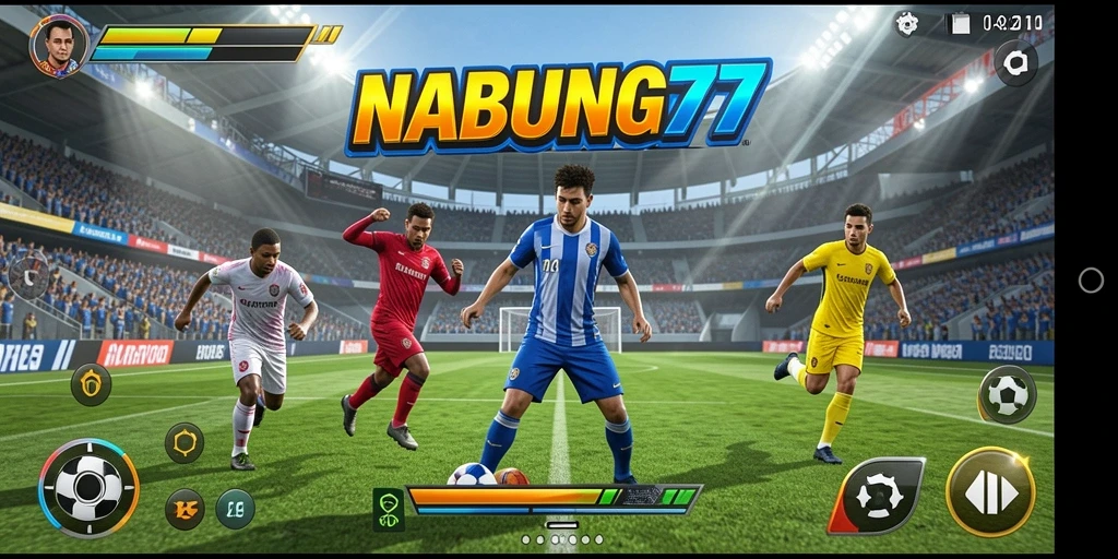 Screenshot menunjukkan aksi seru dalam permainan olahraga NABUNG77.