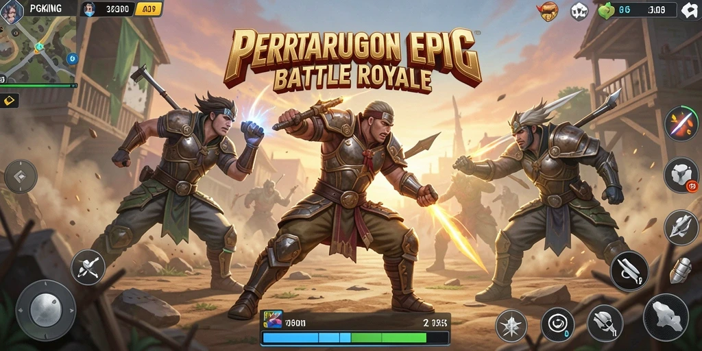 Tampilan gameplay menegangkan dalam PGKING saat pemain bertempur di medan perang.
